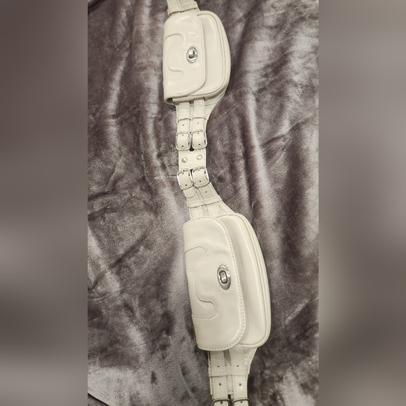 BVNDI Cream Leather Fanny Double Pack Bag - Picture 3 of 11